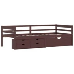 VidaXL Massivholzbett Mit Schubladen Dunkelbraun Kiefer 90x200 Cm Bettrahmen 9 VidaXL Massivholzbett Mit Schubladen Dunkelbraun Kiefer 90x200 Cm Bettrahmen -Mytoys Home Store 30202340 04