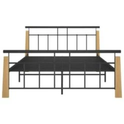 VidaXL Bettgestell Metall Und Massivholz Eiche 140x200 Cm Bettrahmen -Mytoys Home Store 30203025 04