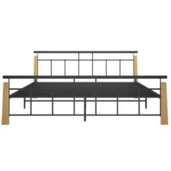 VidaXL Bettgestell Metall Und Massivholz Eiche 180x200 Cm Bettrahmen -Mytoys Home Store 30203031 04