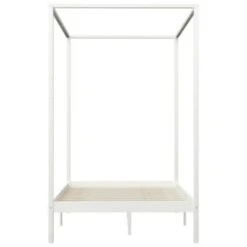 VidaXL Himmelbett-Gestell Weiß Massivholz Kiefer 140 X 200 Cm Bettgestell -Mytoys Home Store 30203793 05