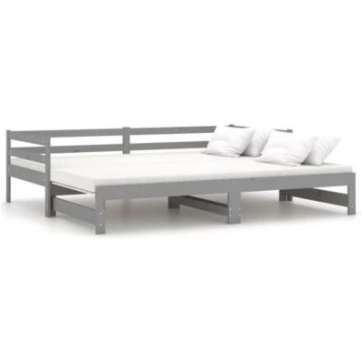 VidaXL Tagesbett Ausziehbar Grau Kiefer Massivholz 2x(90x200) Cm Tagesbett 5 VidaXL Tagesbett Ausziehbar Grau Kiefer Massivholz 2x(90x200) Cm Tagesbett – Bild 3