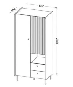 Feldmann-Wohnen Kleiderschrank Drehtürenschrank Pereto 88x55x190cm 2-türig Mit 2 Schubladen -Mytoys Home Store 30353698 04