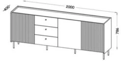 Feldmann-Wohnen Kommode Sideboard Pereto 200x40x78cm 3-türig Mit 3 Schubladen -Mytoys Home Store 30353708 04