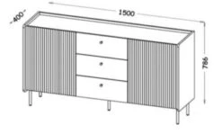 Feldmann-Wohnen Kommode Sideboard Pereto 150x40x78cm 2-türig Mit 3 Schubladen -Mytoys Home Store 30353726 04