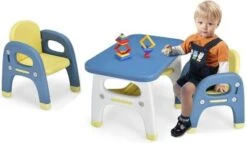 COSTWAY® 3 Tlg. Kindersitzgruppe Mit Bausteinen Dinosaurierdesign