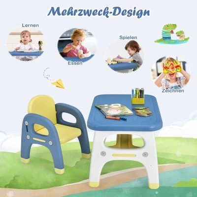 COSTWAY® 3 Tlg. Kindersitzgruppe Mit Bausteinen Dinosaurierdesign 6 COSTWAY® 3 Tlg. Kindersitzgruppe Mit Bausteinen Dinosaurierdesign – Bild 4