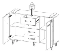 Feldmann-Wohnen Kommode Sideboard Milenium 135cm Wotan Eiche Beton Millenium 2-türig -Mytoys Home Store 30464085 03