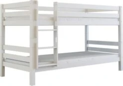 Polini-kids Etagenbett Kinderbett MARK 200x90 Cm Buchenholz Massiv Weiß