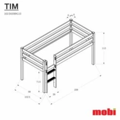 Polini-kids Hochbett Kinderbett TIM 200x90 Cm Buchenholz Massiv Weiß -Mytoys Home Store 30551970 03