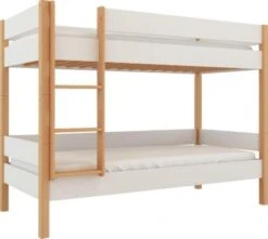 Polini-kids Etagenbett Kinderbett LOLLIPOP 200x90 Cm Buchenholz Massiv Weiß