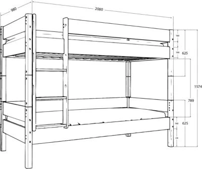 Polini-kids Etagenbett Kinderbett LOLLIPOP 200x90 Cm Buchenholz Massiv Weiß 7 Polini-kids Etagenbett Kinderbett LOLLIPOP 200x90 Cm Buchenholz Massiv Weiß – Bild 5