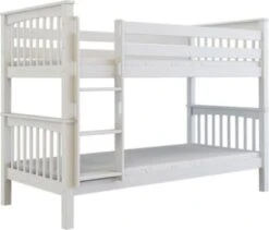 Polini-kids Etagenbett Kinderbett DAVID 200x90 Cm Mit Zusatzbett-Bettkasten Buchenholz Massiv Weiß