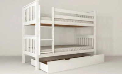 Polini-kids Etagenbett Kinderbett DAVID 200x90 Cm Mit Zusatzbett-Bettkasten Buchenholz Massiv Weiß 4 Polini-kids Etagenbett Kinderbett DAVID 200x90 Cm Mit Zusatzbett-Bettkasten Buchenholz Massiv Weiß – Bild 2