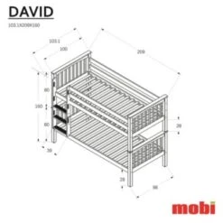 Polini-kids Etagenbett Kinderbett DAVID 200x90 Cm Buchenholz Massiv Weiß -Mytoys Home Store 30552000 04