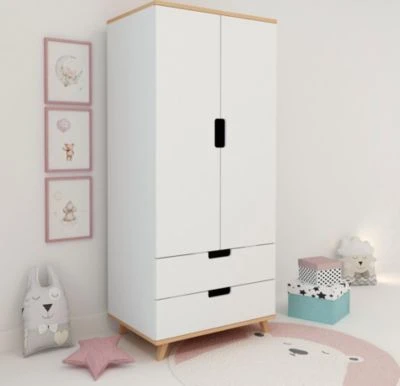 Polini-kids Kleiderschrank LOLLIPOP 77x55x177 Cm Mit 2 Schubladen Buchenholz Massiv Weiß 5 Polini-kids Kleiderschrank LOLLIPOP 77x55x177 Cm Mit 2 Schubladen Buchenholz Massiv Weiß – Bild 3
