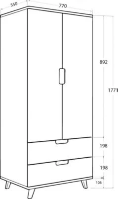Polini-kids Kleiderschrank LOLLIPOP 77x55x177 Cm Mit 2 Schubladen Buchenholz Massiv Weiß 7 Polini-kids Kleiderschrank LOLLIPOP 77x55x177 Cm Mit 2 Schubladen Buchenholz Massiv Weiß – Bild 5