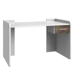 LOMADO® Schreibtisch Jugendzimmer Höhenverstellbar JOHANNESBURG-43 In Weiß Mit Eiche Nb., B/H/T: Ca. 124/77/70 Cm