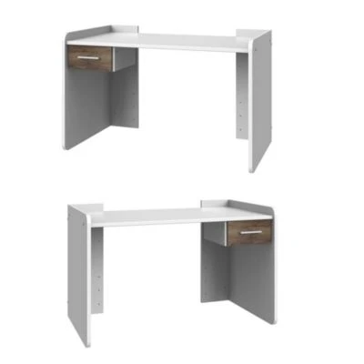 LOMADO® Schreibtisch Jugendzimmer Höhenverstellbar JOHANNESBURG-43 In Weiß Mit Eiche Nb., B/H/T: Ca. 124/77/70 Cm 4 LOMADO® Schreibtisch Jugendzimmer Höhenverstellbar JOHANNESBURG-43 In Weiß Mit Eiche Nb., B/H/T: Ca. 124/77/70 Cm – Bild 2