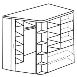 LOMADO® Begehbarer Eckkleiderschrank Mit Falttür JOHANNESBURG-43 In Weiß Mit Eiche Nb., B/H/T: Ca. 124/199/148 Cm -Mytoys Home Store 30595128 03