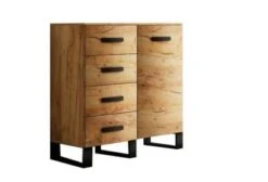 Feldmann-Wohnen Kommode Loft Sideboard 100cm Craft Gold Oak Schwarz