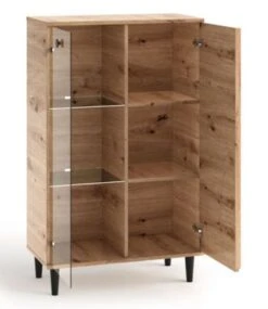 Feldmann-Wohnen Vitrine Glasvitrine Livia 80x40x134,5cm Artisan Eiche Schwarz -Mytoys Home Store 31005272 03