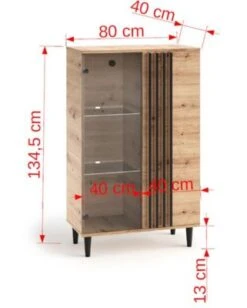Feldmann-Wohnen Vitrine Glasvitrine Livia 80x40x134,5cm Artisan Eiche Schwarz -Mytoys Home Store 31005272 04