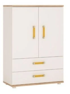 Feldmann-Wohnen Highboard Alex Kommode Weiß Hochglanz / Sanremo Eiche Neu - Farbe Der Griffe Wählbar