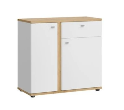 Feldmann-Wohnen Sideboard Kommode Avila 94cm Eiche Artisan Front MDF Weiß Hochglanz 3 Feldmann-Wohnen Sideboard Kommode Avila 94cm Eiche Artisan Front MDF Weiß Hochglanz