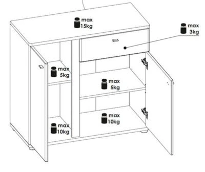 Feldmann-Wohnen Sideboard Kommode Avila 94cm Eiche Artisan Front MDF Weiß Hochglanz 5 Feldmann-Wohnen Sideboard Kommode Avila 94cm Eiche Artisan Front MDF Weiß Hochglanz – Bild 3