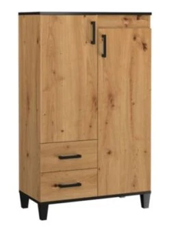 Feldmann-Wohnen Highboard Kommode Pola 80x40x132cm Artisan Eiche 2-türig