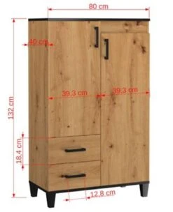 Feldmann-Wohnen Highboard Kommode Pola 80x40x132cm Artisan Eiche 2-türig -Mytoys Home Store 31005297 03