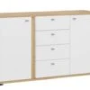 Feldmann-Wohnen Sideboard Kommode Avila 144cm Eiche Artisan Front MDF Weiß Hochglanz -Mytoys Home Store 31005299 01
