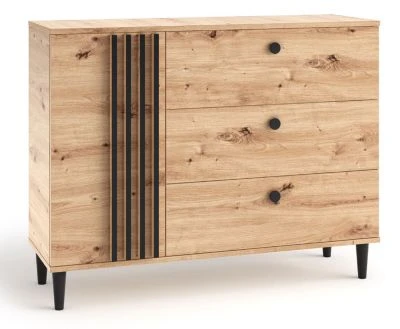 Feldmann-Wohnen Kommode Sideboad Livia 120x40x92,5cm Artisan Eiche Schwarz 3 Feldmann-Wohnen Kommode Sideboad Livia 120x40x92,5cm Artisan Eiche Schwarz