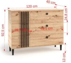 Feldmann-Wohnen Kommode Sideboad Livia 120x40x92,5cm Artisan Eiche Schwarz 10 Feldmann-Wohnen Kommode Sideboad Livia 120x40x92,5cm Artisan Eiche Schwarz -Mytoys Home Store 31005307 04