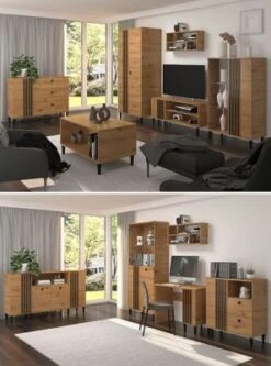 Feldmann-Wohnen Kommode Sideboad Livia 120x40x92,5cm Artisan Eiche Schwarz 11 Feldmann-Wohnen Kommode Sideboad Livia 120x40x92,5cm Artisan Eiche Schwarz -Mytoys Home Store 31005307 05