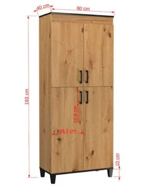 Feldmann-Wohnen Stauraumschrank Kleiderschrank Pola 80x40x193cm Artisan Eiche 4-türig 5 Feldmann-Wohnen Stauraumschrank Kleiderschrank Pola 80x40x193cm Artisan Eiche 4-türig – Bild 3