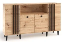 Feldmann-Wohnen Kommode Sideboad Livia 160x40x92,5cm Artisan Eiche Schwarz