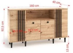 Feldmann-Wohnen Kommode Sideboad Livia 160x40x92,5cm Artisan Eiche Schwarz -Mytoys Home Store 31127326 04