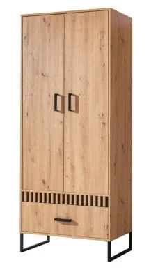 Feldmann-Wohnen Kleiderschrank Drehtürenschrank Lamelix 80x50x196cm 2-türig