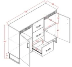 Feldmann-Wohnen Kommode Sideboard Lamelix 135x40x102cm 2-türig -Mytoys Home Store 31240750 04