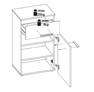 Feldmann-Wohnen Schuhkommode Gemini Schuhschrank 50cm 1-türig Mit 1 Schublade 5 Feldmann-Wohnen Schuhkommode Gemini Schuhschrank 50cm 1-türig Mit 1 Schublade – Bild 3