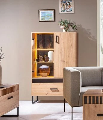 Feldmann-Wohnen Highboard Vitrne Lamelix 90x40x143cm 2-türig 4 Feldmann-Wohnen Highboard Vitrne Lamelix 90x40x143cm 2-türig – Bild 2