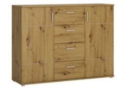 Feldmann-Wohnen Kombikommode Sideboard Kommode Anrichte Wohnzimmer 132cm 2-türig Mit 4 Schubladen