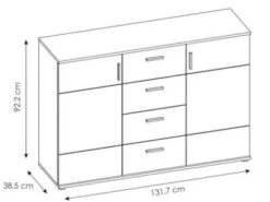Feldmann-Wohnen Kombikommode Sideboard Kommode Anrichte Wohnzimmer 132cm 2-türig Mit 4 Schubladen -Mytoys Home Store 31280436 04
