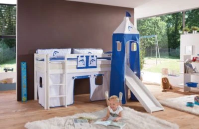 Relita Vorhangset Mit Turm Für Spielbetten, Delphin Blau-weiß 3 Relita Vorhangset Mit Turm Für Spielbetten, Delphin Blau-weiß