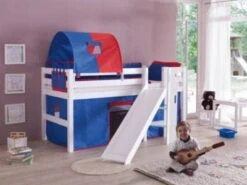 Relita Spielbett ELIYAS Mit Rutsche, Buche Massiv, Weiß Lackiert, 90 X 200 Cm