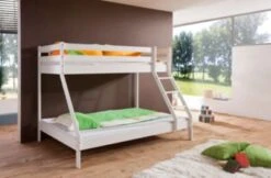 Relita Etagenbett Mike, Buche Massiv, Weiß, 90/140 X 200 Cm