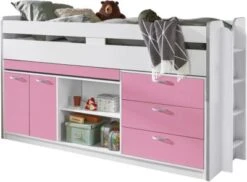Relita Hochbett Bonny, Weiß/ Rosa, 90 X 200 Cm