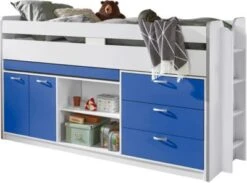 Relita Hochbett Bonny, Weiß/ Blau, 90 X 200 Cm