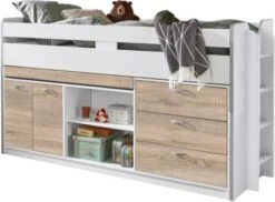 Relita Hochbett Bonny, Weiß/ Sonoma, 90 X 200 Cm